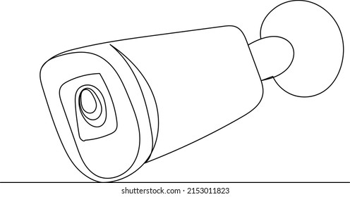 Video Camera Drawing By One Continuous Line, Isolated, Vector