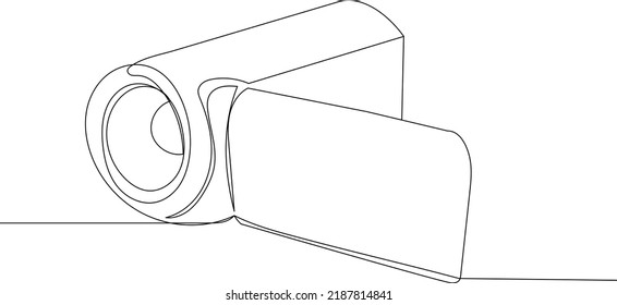 Video Camera Drawing By One Continuous Line Vector