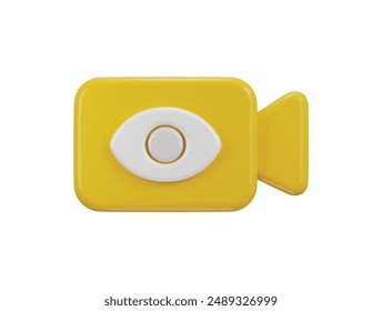 Video-Kamera mit Sichtbarkeit Icon-Konzept des Video Call auf Icon 3D-Rendering-Vektorillustration