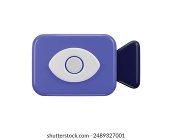 video camera with eye visibility icon concept of video call on icon 3d rendering vector illustration