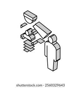 video camera with face id technology isometric icon vector. video camera with face id technology sign. isolated symbol illustration