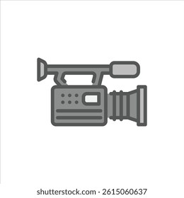video camera filled outline icon. documentation color line illustration.