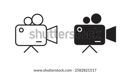 Video camera filled and outlined icons vectors on white background