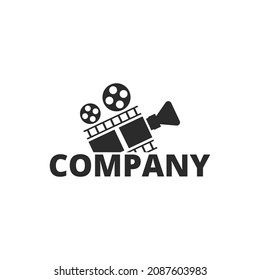 Video camera and film roll logo design. which is suitable for a brand identity or videography business, cinema, camera rental or video learning