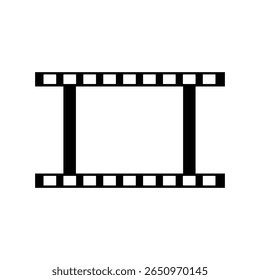 Video Camera Film shooting icon symbol png transparent background. Illustration of a single film strip frame with black edges and white space in the center area.