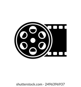 Video Camera Film Tape Reel Vector Icon isolated on white background.