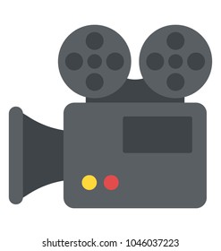 Video camera flat icon design source of filmmaking and video recording