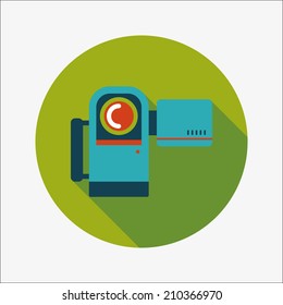 Video camera flat icon with long shadow