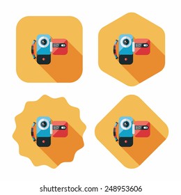 Video camera flat icon with long shadow