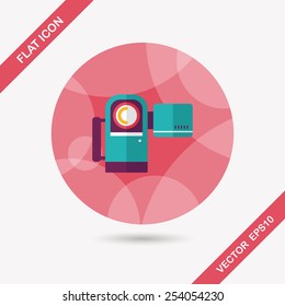 Video camera flat icon with long shadow