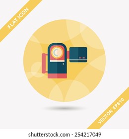 Video camera flat icon with long shadow