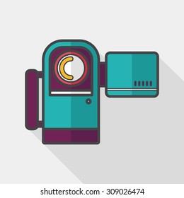 Video camera flat icon with long shadow