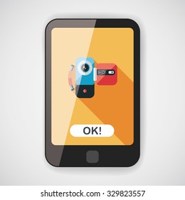 Video camera flat icon with long shadow