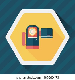 Video camera flat icon with long shadow