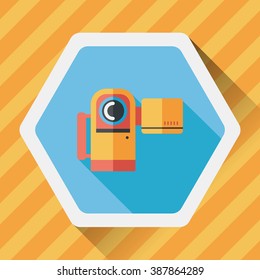 Video camera flat icon with long shadow