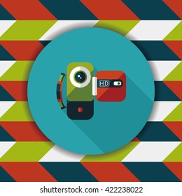Video camera flat icon with long shadow