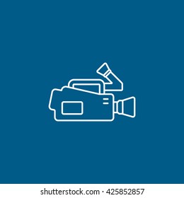 Video Camera Flat Icon On Blue Background