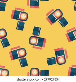 Video camera flat icon seamless pattern background
