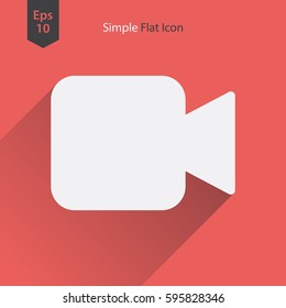Video Camera Flat Icon. Simple Sign Of Technology. Vector Illustrated Symbol