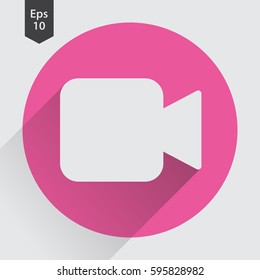 Video Camera Flat Icon. Simple Sign Of Technology. Vector Illustrated Symbol