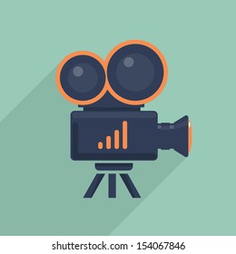 Video Camera Flat Icon. Vector Illustration