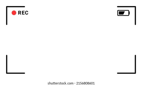 Video Camera Frame. 16:9 Ratio Camcorder Ui Overlay. Videocamera Frame With Record Indicator