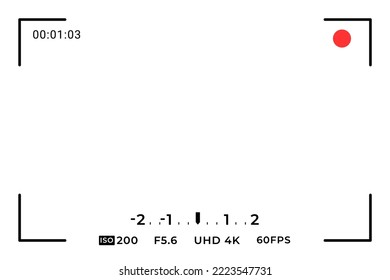 Video Camera Frame. 3x2 Ratio Camcorder Ui Overlay. Videocamera Frame With Record Indicator