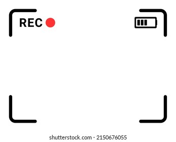 Video Camera Frame. Camcorder Ui Overlay. Videocamera Frame With Record Indicator.