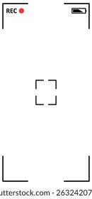 Video camera frame display. Screen of smartphone camera. Focusing screen. Full HD format. Editable stroke