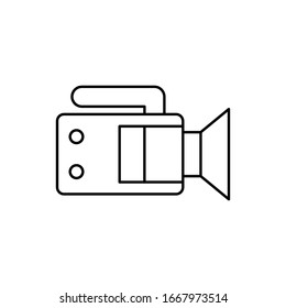 Video camera front device icon. Simple line, outline vector elements of shooting equipment for ui and ux, website or mobile application