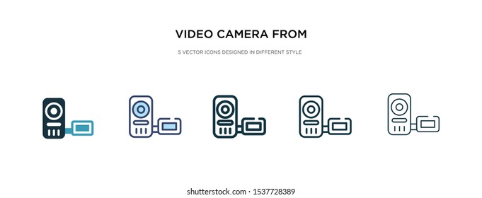 video camera from frontal view icon in different style vector illustration. two colored and black video camera from frontal view vector icons designed in filled, outline, line and stroke style can