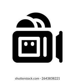 Video Icono de glifo de cámara. Icono de Vector fuerte y sólido para Sitios web, interfaces móviles, presentaciones y marca visual. Alta calidad y fácil de editar.