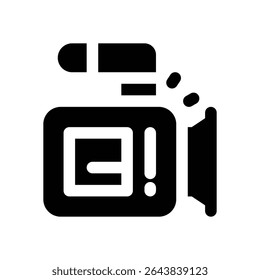 ícone de glifo da câmera de vídeo. Ícone vetorial forte e sólido para sites, interfaces móveis, apresentações e marca visual. Alta qualidade e fácil de editar.