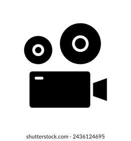 Video camera glyph vector icon isolated on white background. Video camera glyph vector icon for web, mobile and ui design