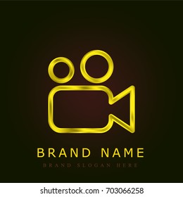 Video camera golden metallic logo