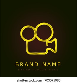 Video camera golden metallic logo