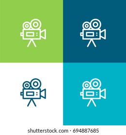Video camera green and blue material color minimal icon or logo design