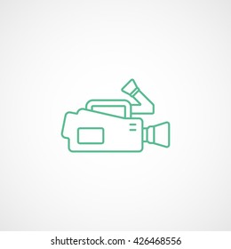 Video Camera Green Line Icon On White Background