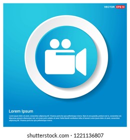 Video Camera Icon Abstract Blue Web Sticker Button - Free vector icon
