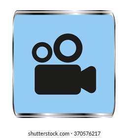 Video camera icon, black vector illustration