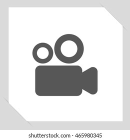 Video camera icon, black vector illustration
