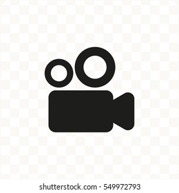 Video camera icon, black vector illustration