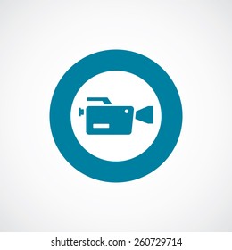 video camera icon bold blue circle border, white background  