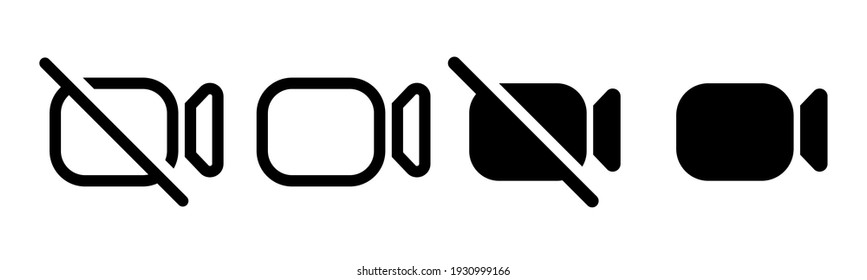 Video camera icon. Video calling off icon collection in flat style. Movie, cinema sign isolated on white background. Vector illustration.