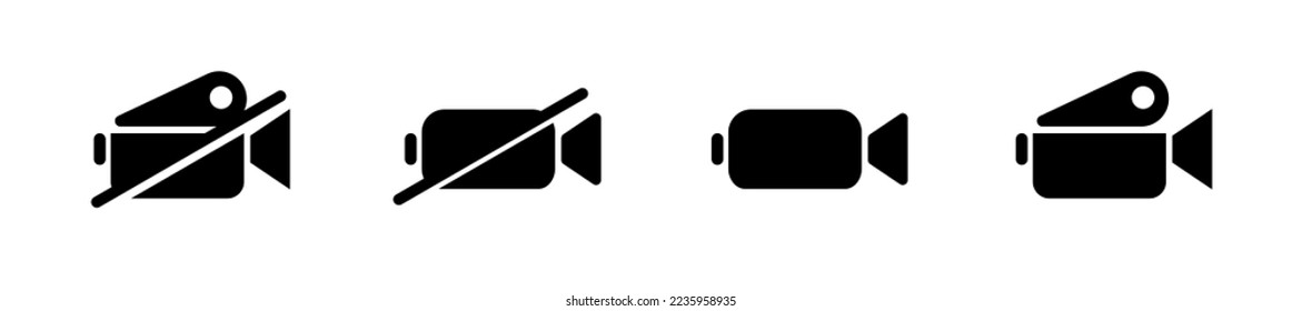Video camera icon. Video calling off icon collection in flat style. Movie, cinema sign isolated on white background. Vector illustration.