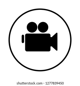 Video camera icon in circle. Vector Illustration