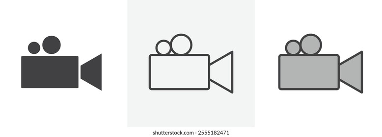 Video camera icon collection in black and colored style.