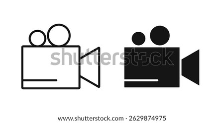 Video camera icon collection for UI on white background