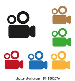 Video camera icon, color set.