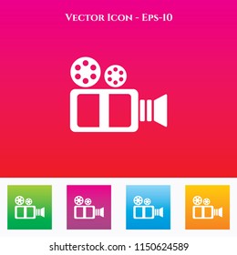Video Camera Icon in Colored Square box. eps-10